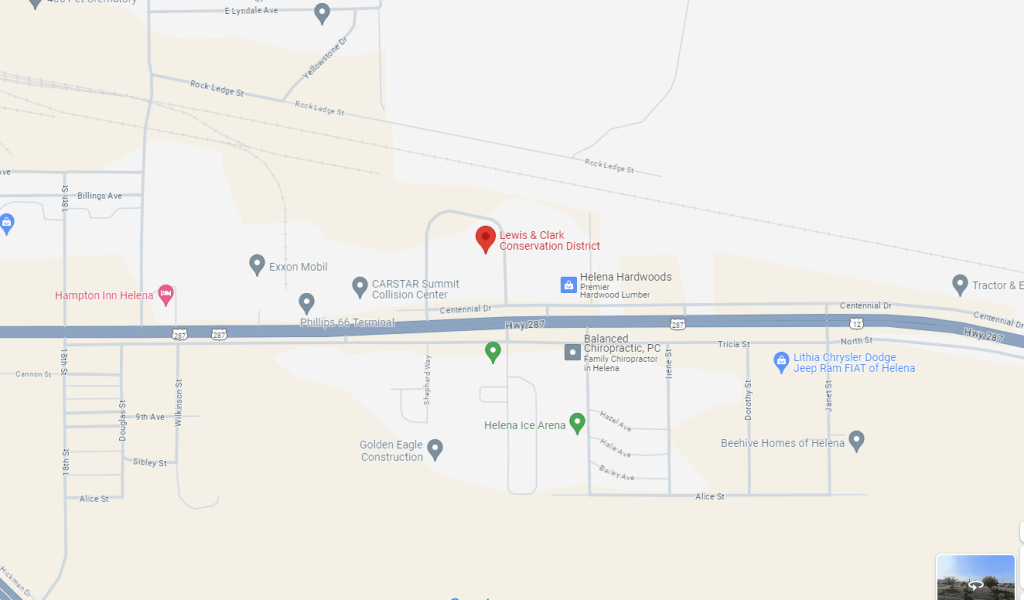 Map showing location of the Lewis & Clark Conservation District and NRCS Helena Field Office